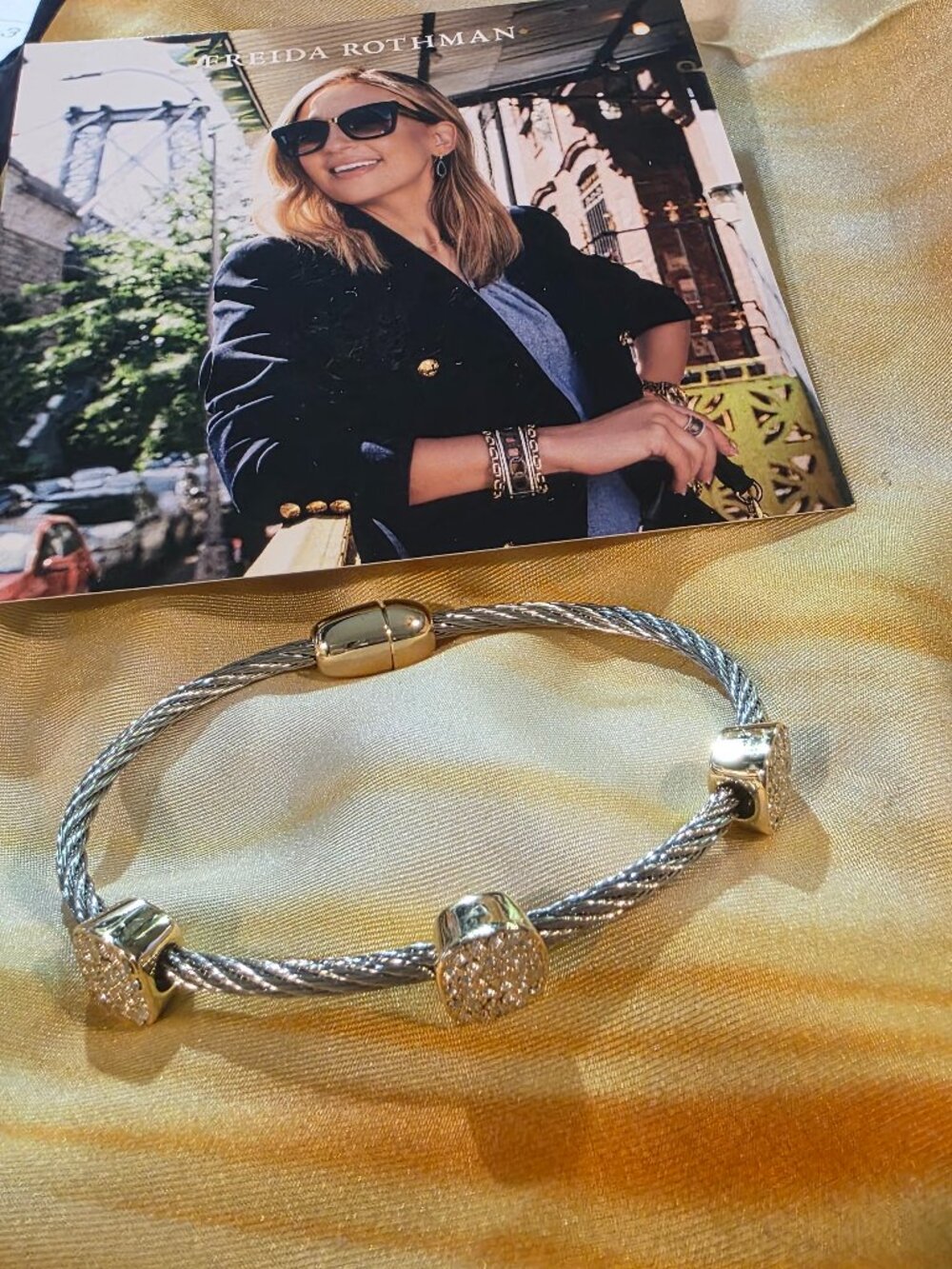 Frieda Rothman-NWOT- 2 tone wire and gold overlay with cubic zirconia